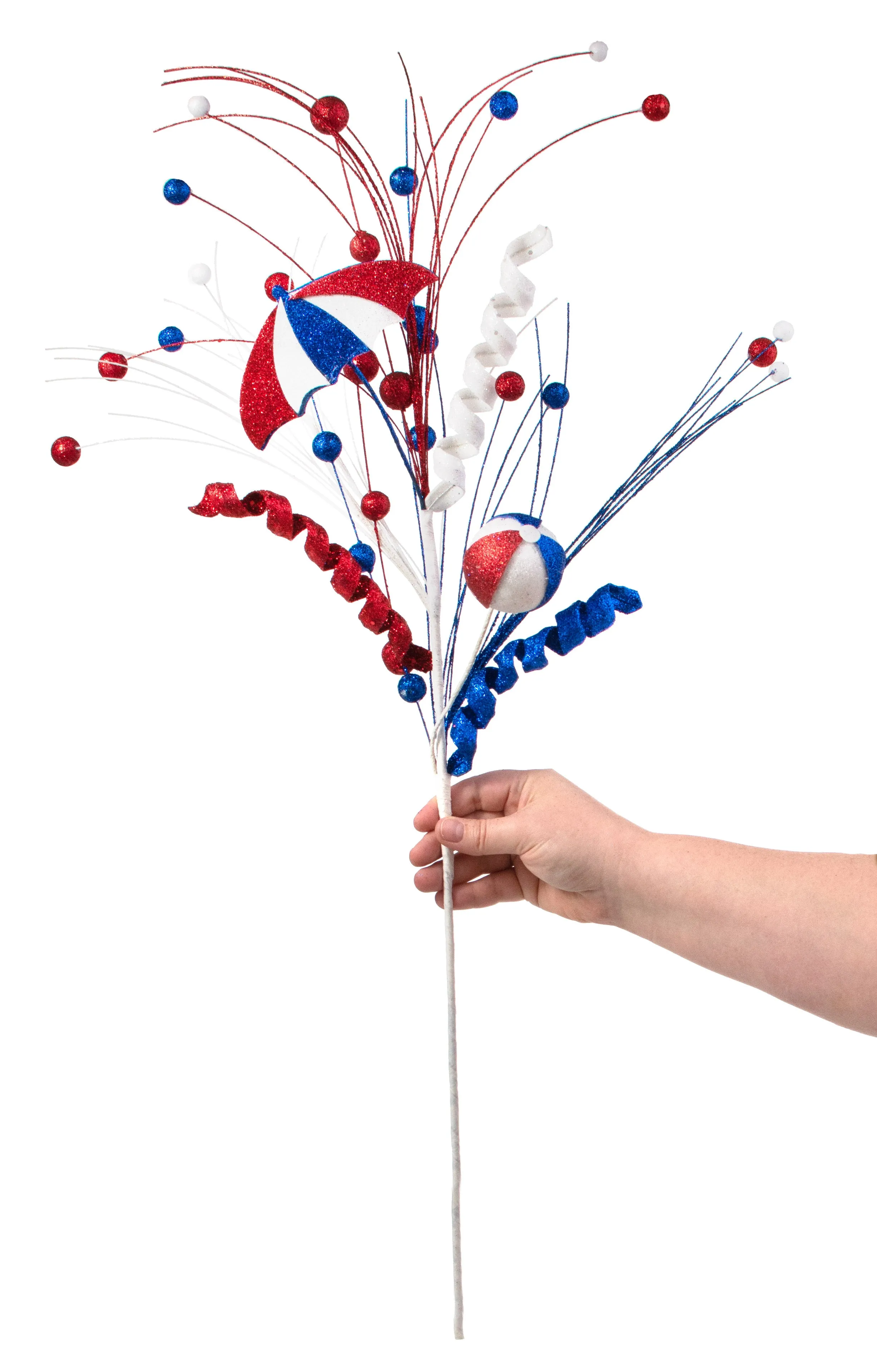 32" Beach Umbrella & Ball Spray: Red, White, Blue