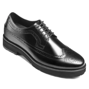 8 CM / 3.15 Inches - CMR CHAMARIPA Elevator Shoes For Men - Shoe Lifts To Increase Height - Black Leather Brogue Shoes Men's Business Dress Shoes