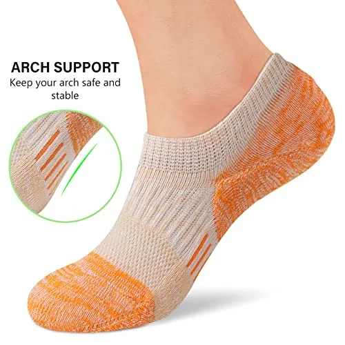 Amutost No Show Socks Womens Athletic cushion Ankle Footies Low Cut Socks 5 Pairs