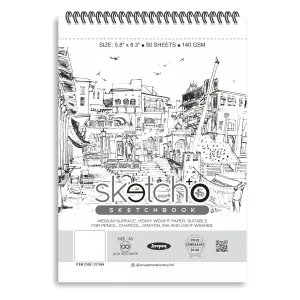 Anupam SketchO Sketch Book A5 Acid Free Natural Shade 140 GSM Paper Wiro-Bound Sketchpad for Artists Students (50 Sheets, Set of 1)