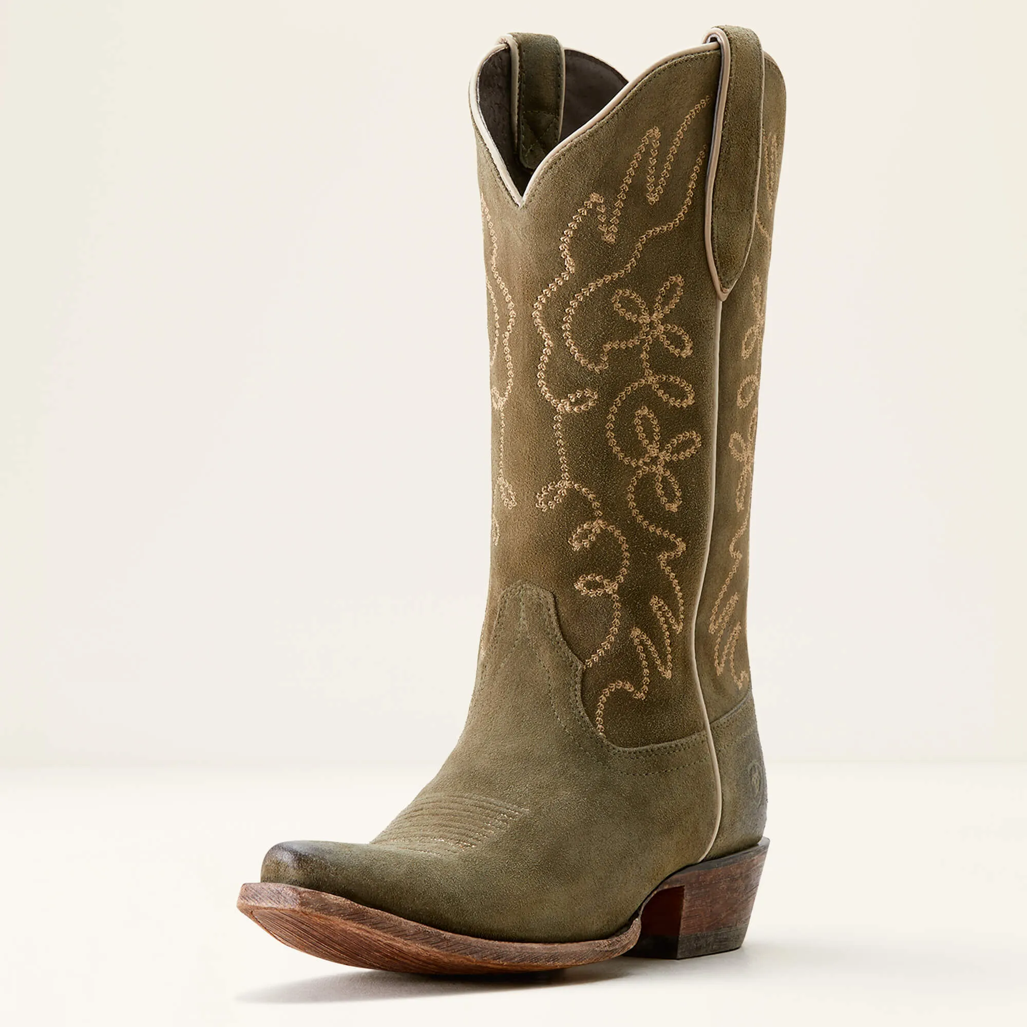 Ariat Women's Jukebox Western Boot in Soft Olive Suede