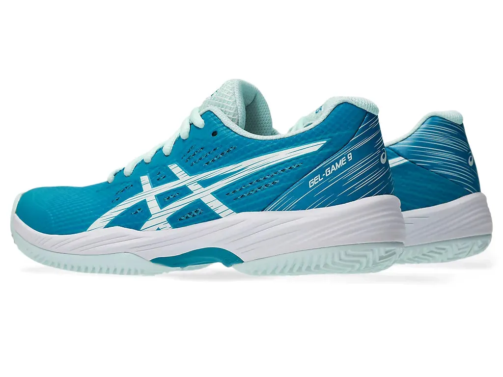 Asics Gel-Game 9 Clay / OC  Womens Tennis Shoes - Teal Blue/White