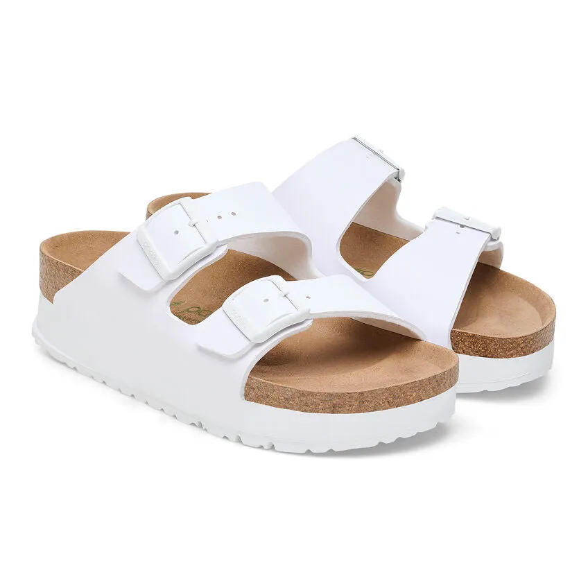 'Birkenstock' Women's Arizona Flex Platform Birko-Flor Sandal - White