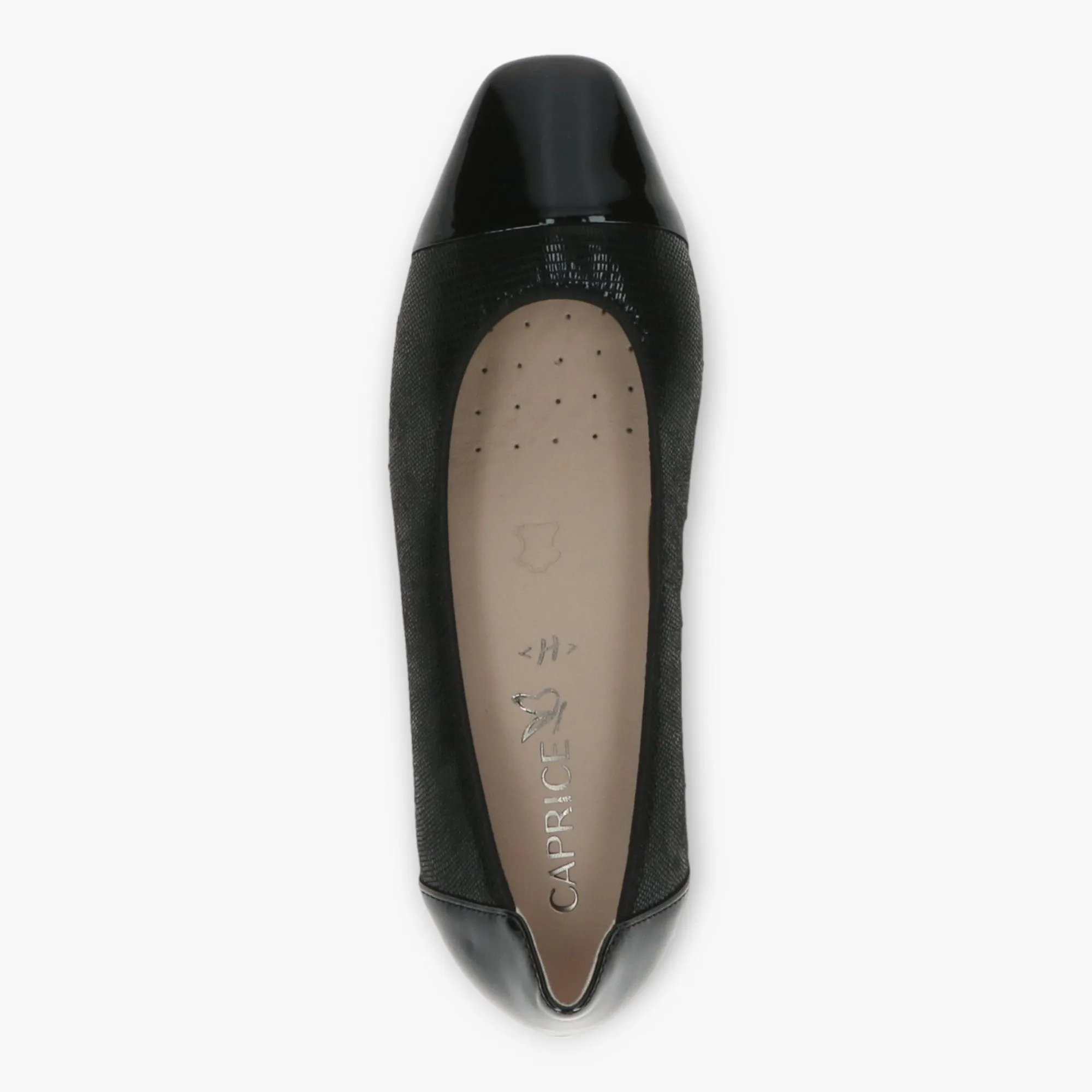 Caprice Black Patent Court Shoes - Block Heel, Wide Fit & Comfortable