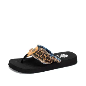 Denim and Leopard Fayth Flip Flops | Yellow Box Footwear