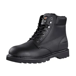 Diamondback Work Boots, 9, Medium W, Black, Leather Upper, Lace-Up, Steel Toe, With Lining