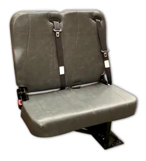 Double Mid Back BV Foldaway Bus Seat – Gray Vinyl with 3-Point Belts - Street Side