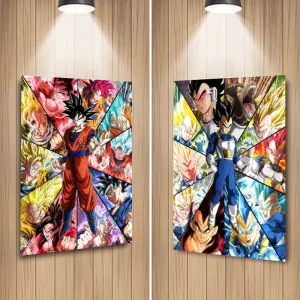 Dragon Ball Z Goku Vegeta Illusion Flip Image, Hologram Motion Lenticular Anime Poster (40x30 Cms)