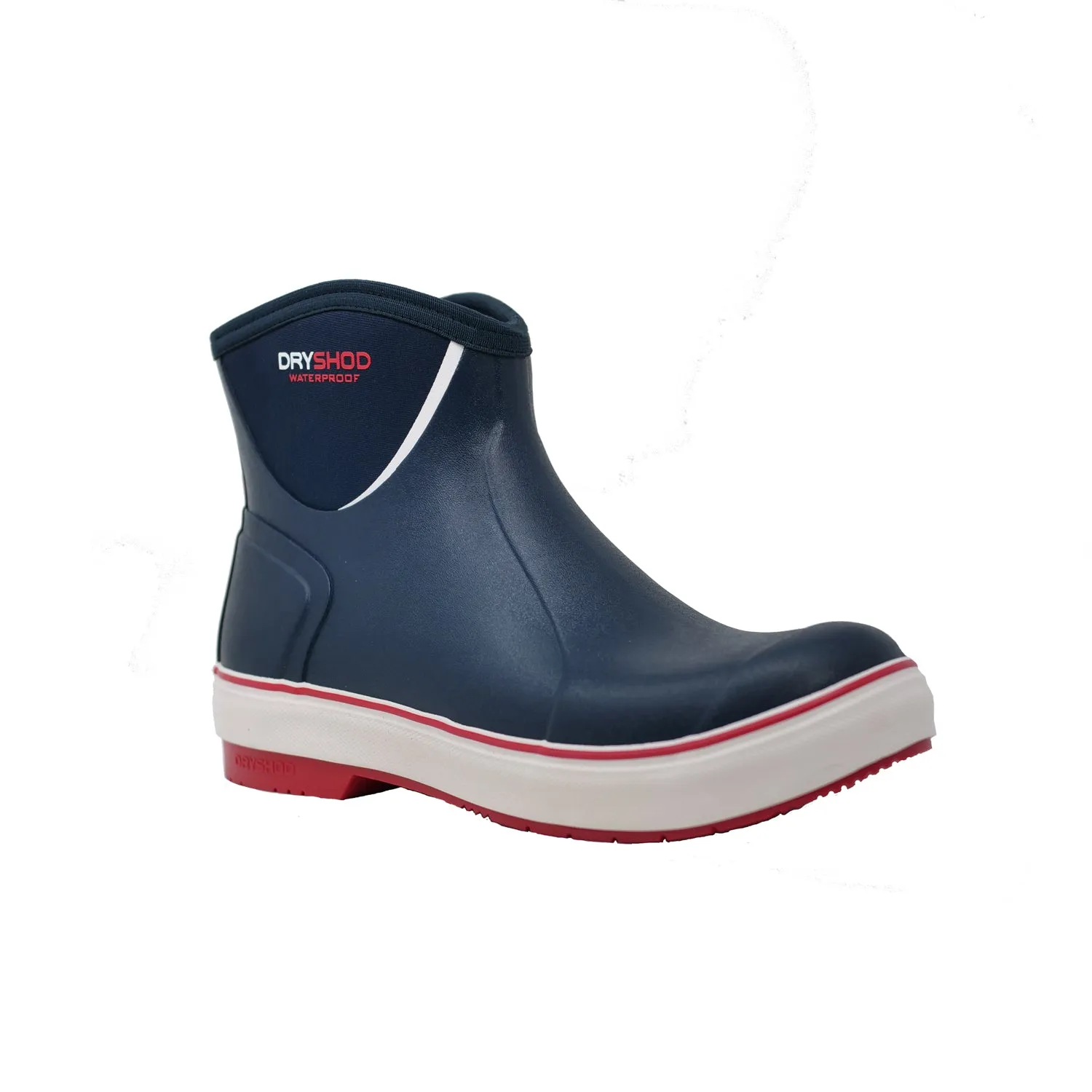 Dryshod Mens Slipknot Ankle-Hi Deck Navy/Red Rubber Boat Boots