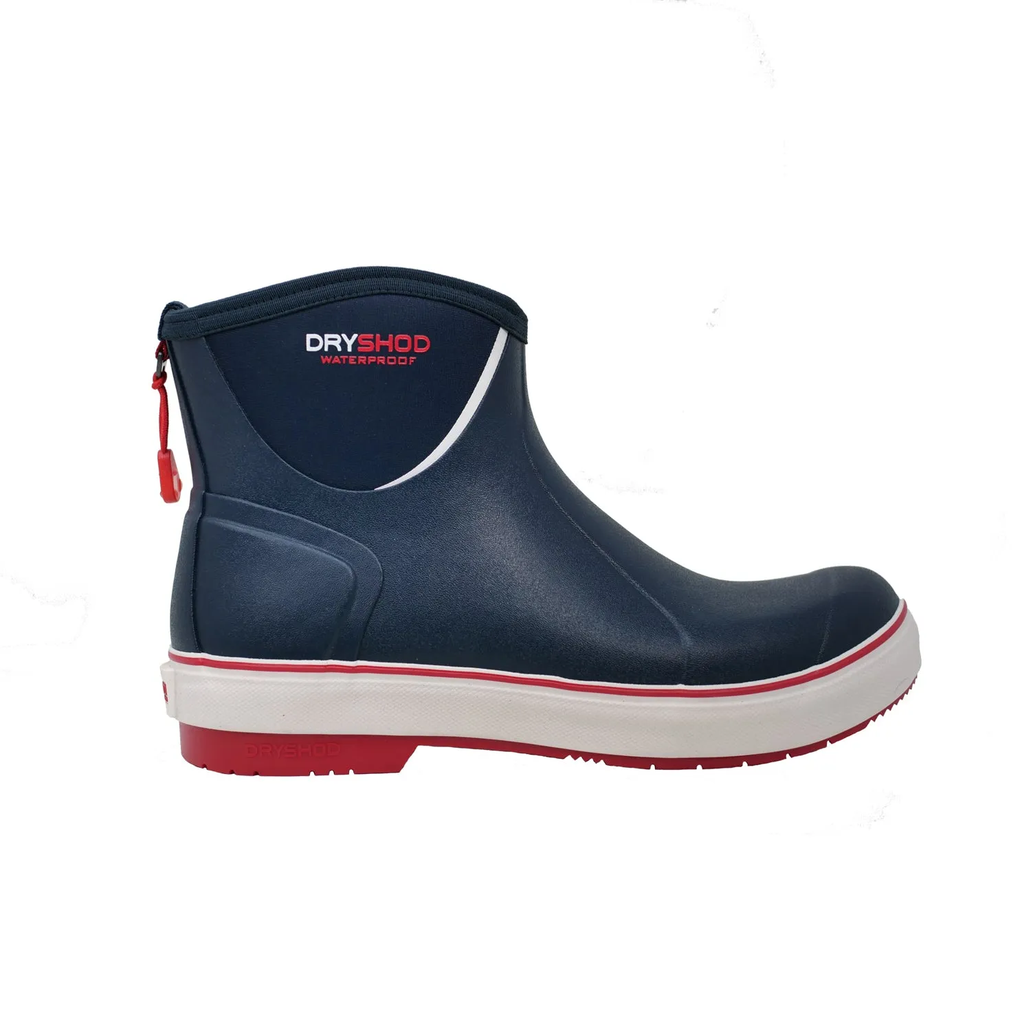 Dryshod Mens Slipknot Ankle-Hi Deck Navy/Red Rubber Boat Boots