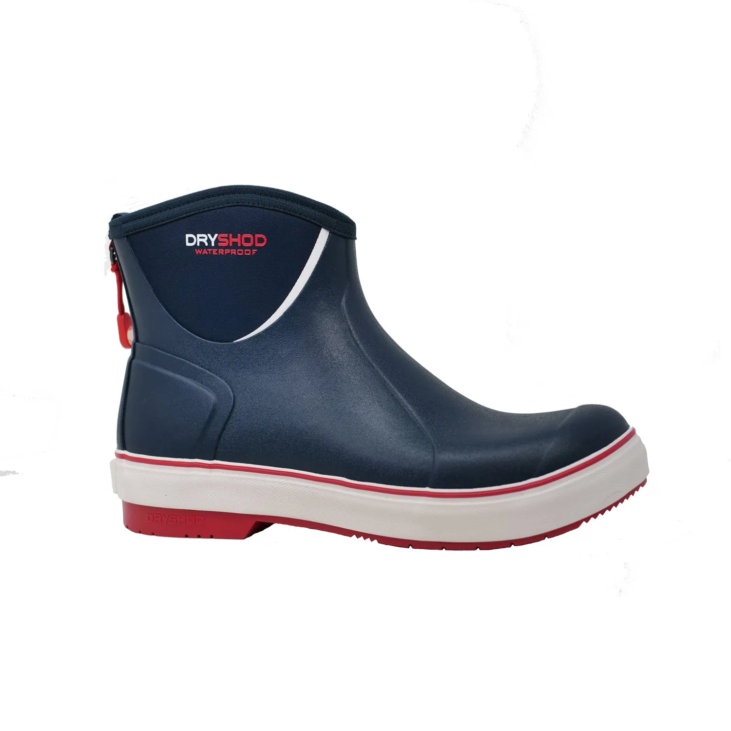 Dryshod Mens Slipknot Ankle-Hi Deck Navy/Red Rubber Boat Boots