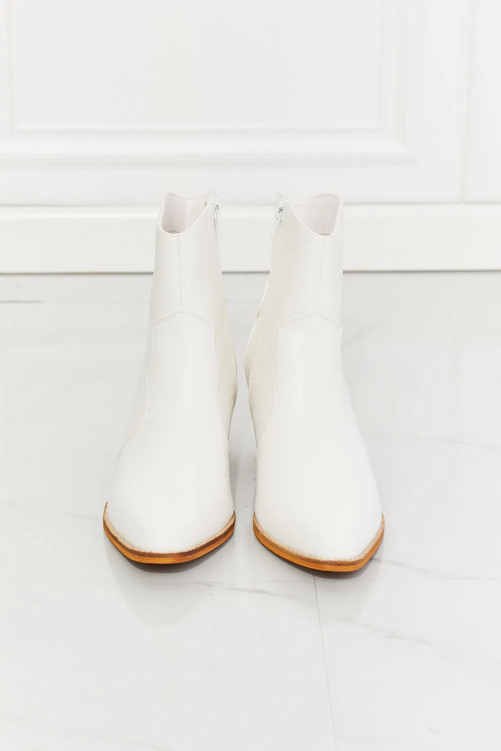 Faux Leather Western Ankle Boots in White