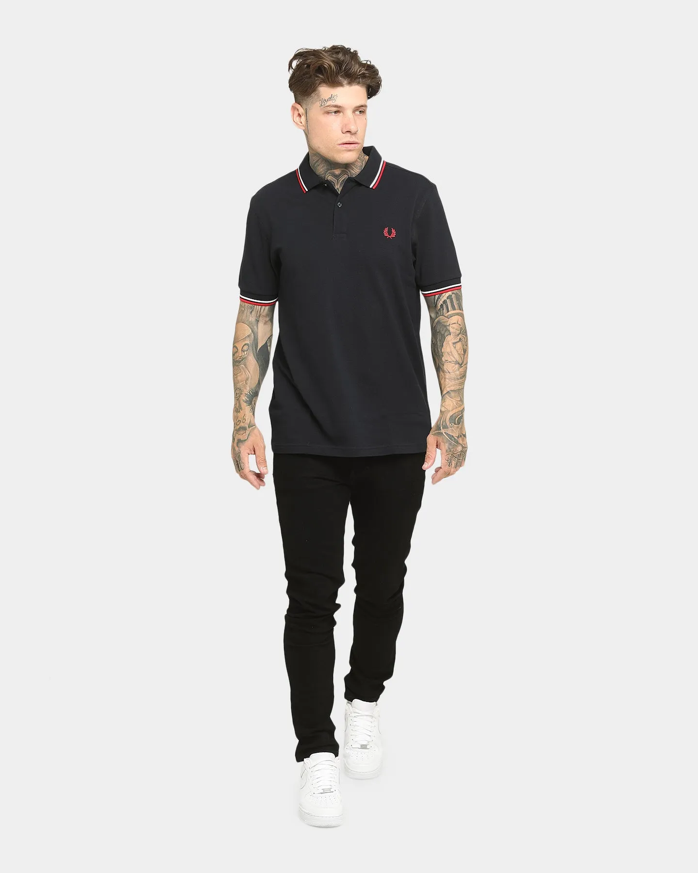 Fred Perry Men's Twin Tipped Polo Shirt Navy/White/Red