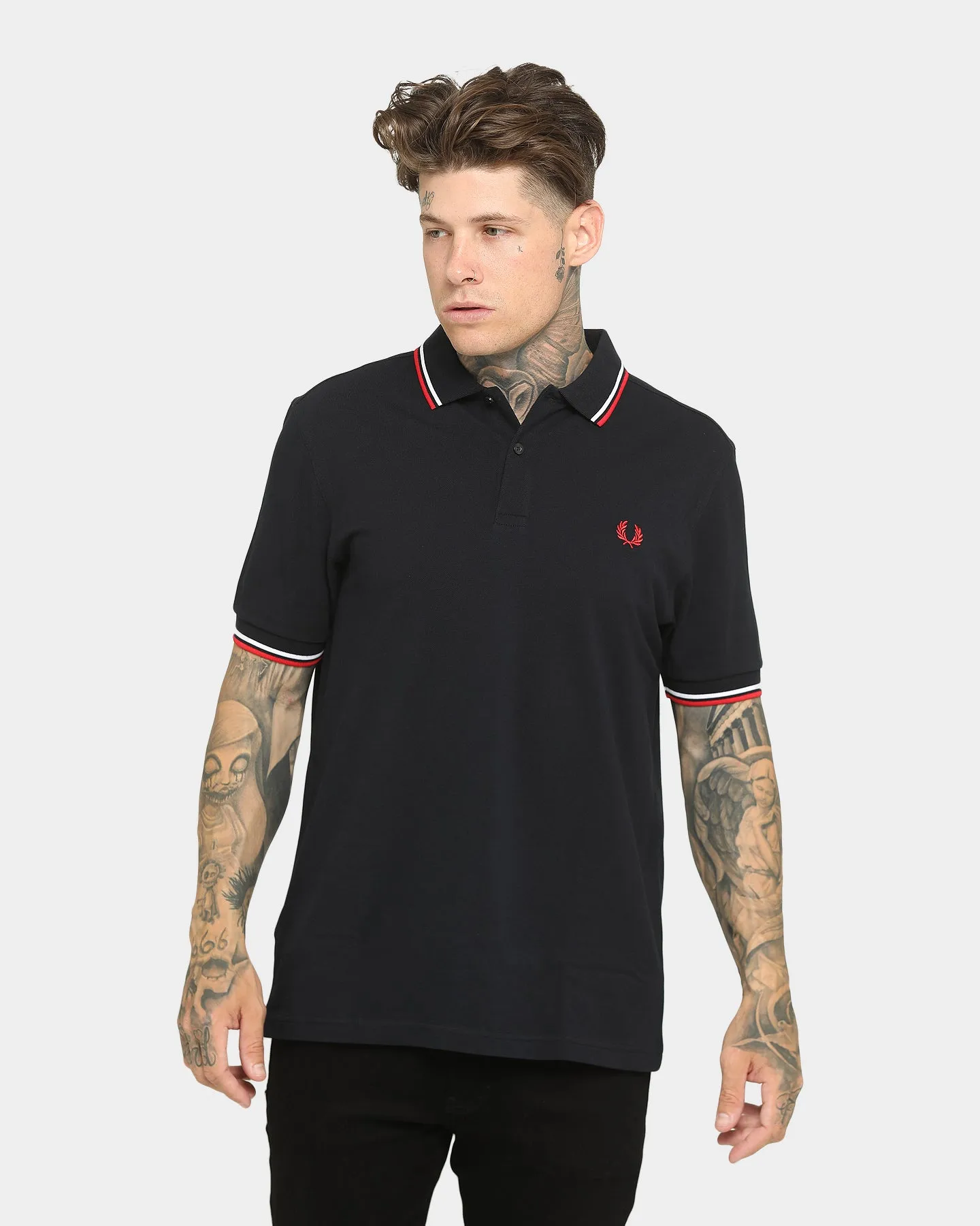 Fred Perry Men's Twin Tipped Polo Shirt Navy/White/Red