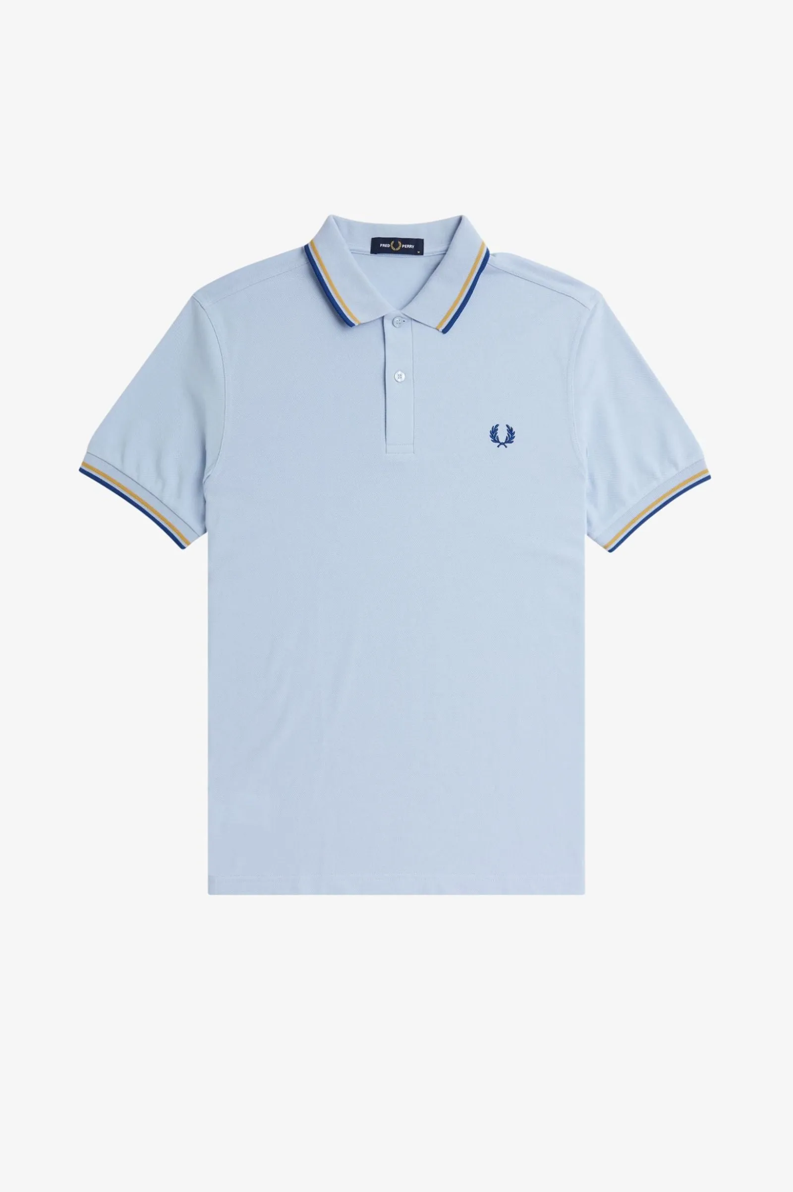 Fred Perry Sky Blue Polo with Cobalt Blue and Honeycomb Tipping