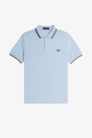 Fred Perry Sky Blue Polo with Cobalt Blue and Honeycomb Tipping