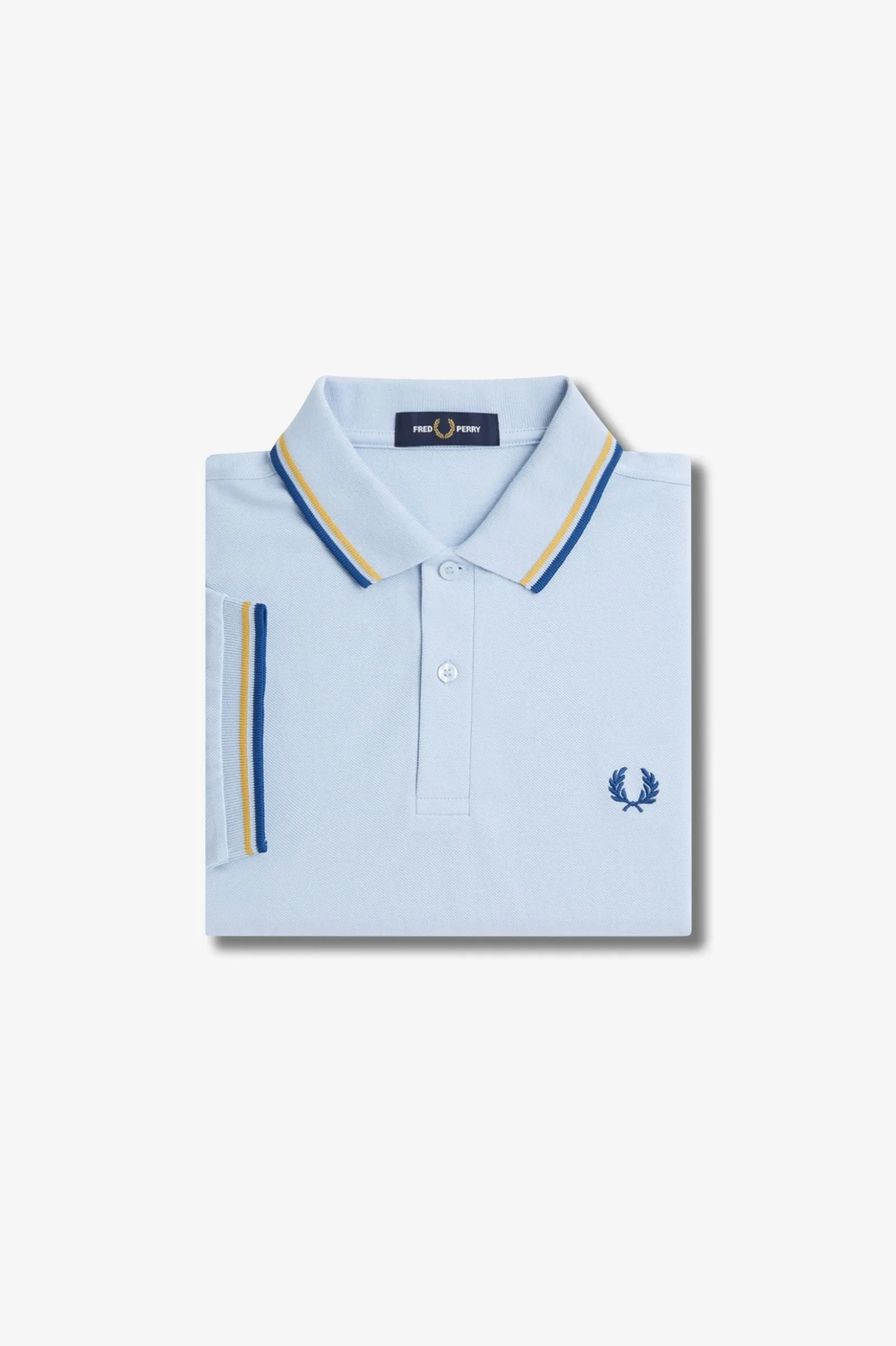 Fred Perry Sky Blue Polo with Cobalt Blue and Honeycomb Tipping