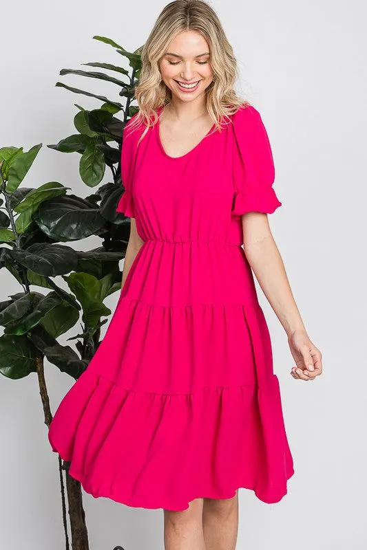 Fuchsia Soft Summer High Waist Short Dress