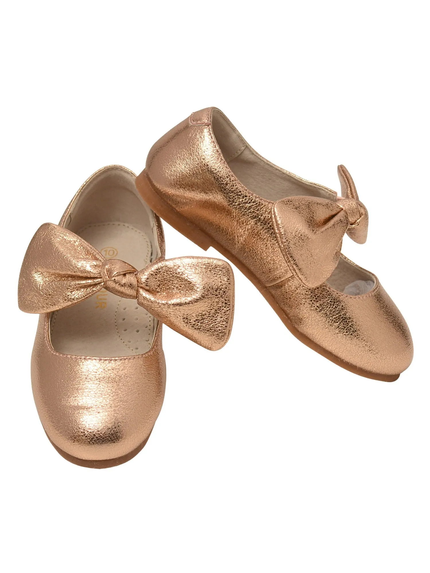 Girls Rose Gold Celia Knotted Bow Mary Jane Shoes 5 Toddler-2 Kids