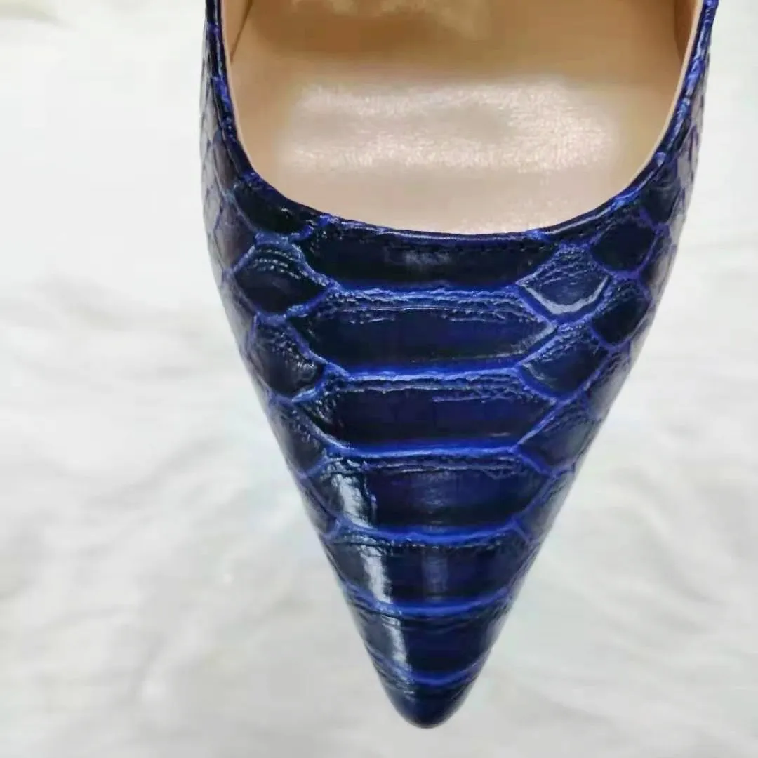 High-heels with Dark Blue Pattern Fashion Women Party Shoes