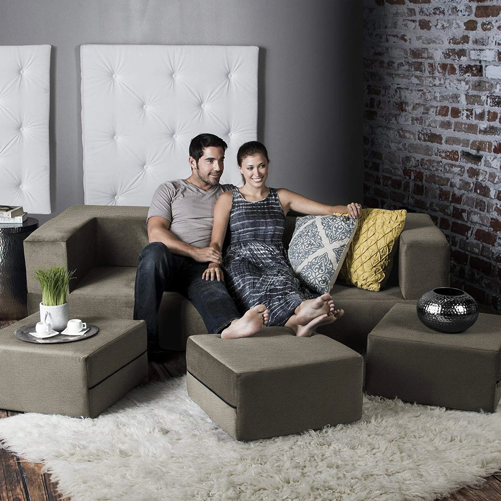 Jaxx Zipline California King Convertible Sleeper Sofa and Ottomans