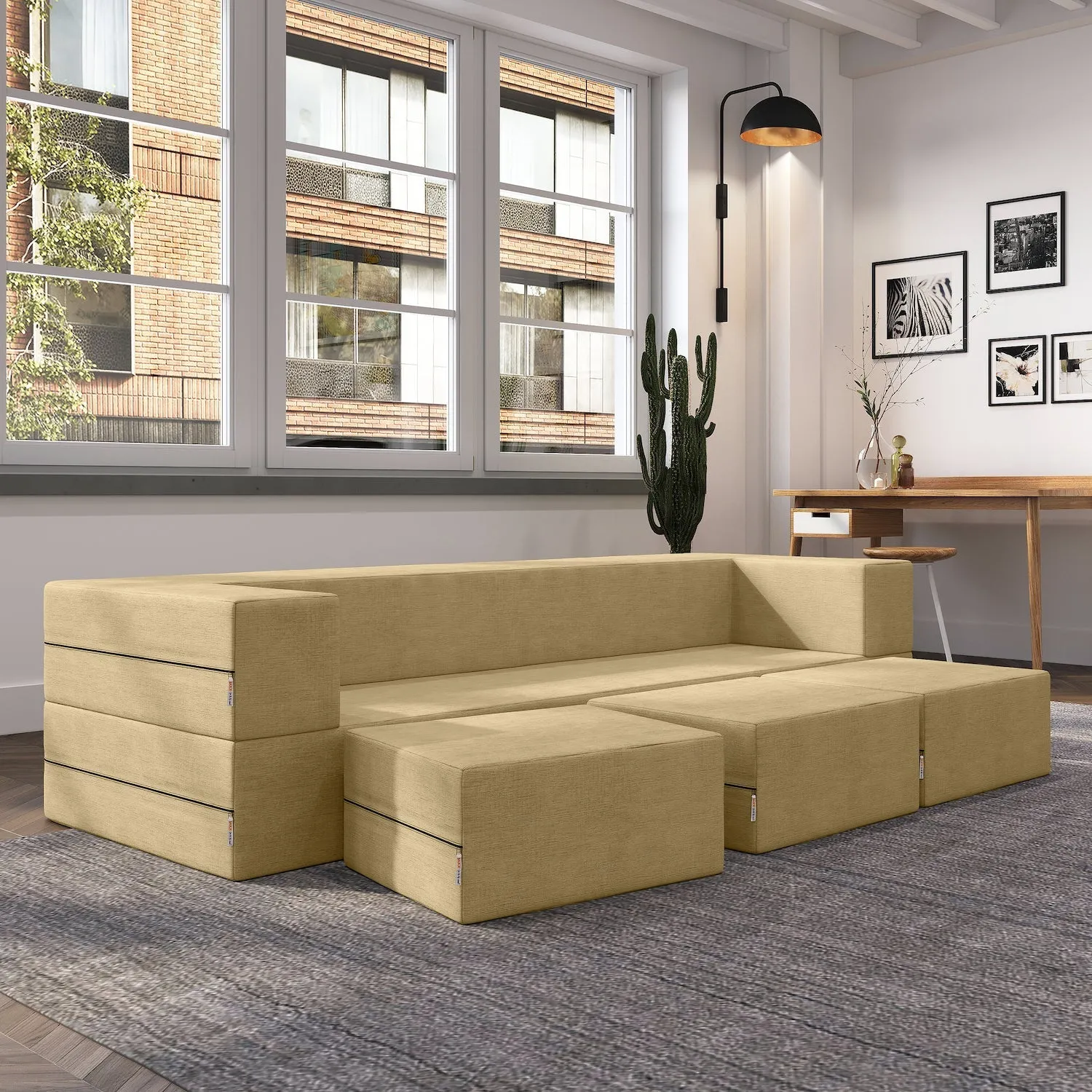 Jaxx Zipline California King Convertible Sleeper Sofa and Ottomans