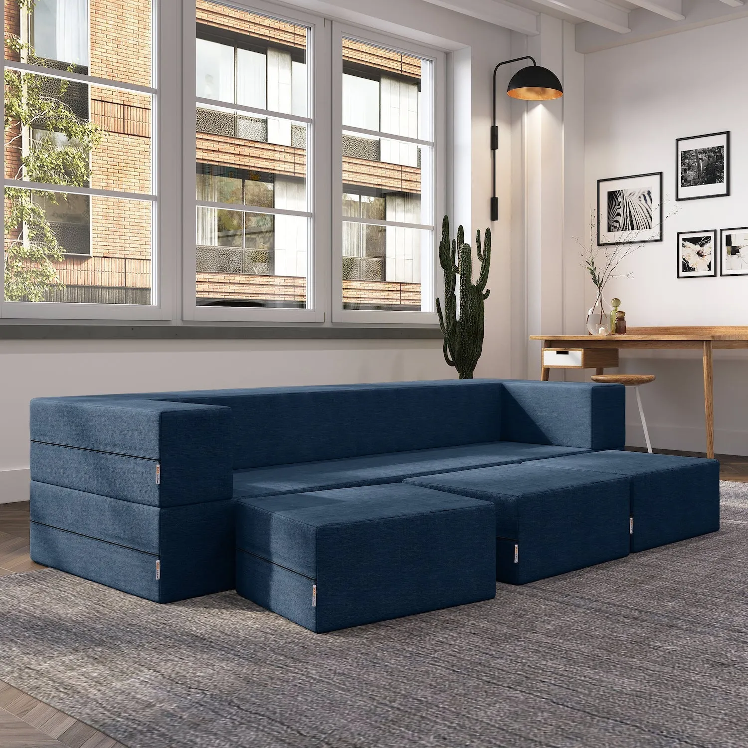 Jaxx Zipline California King Convertible Sleeper Sofa and Ottomans