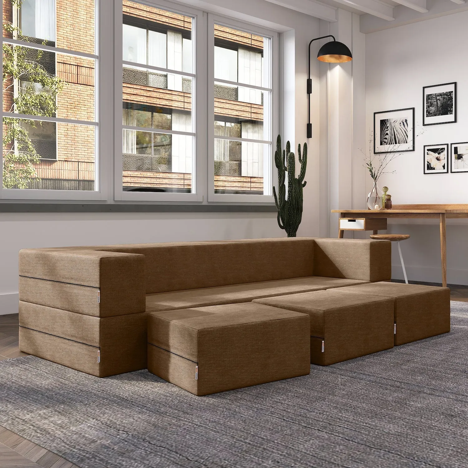 Jaxx Zipline California King Convertible Sleeper Sofa and Ottomans