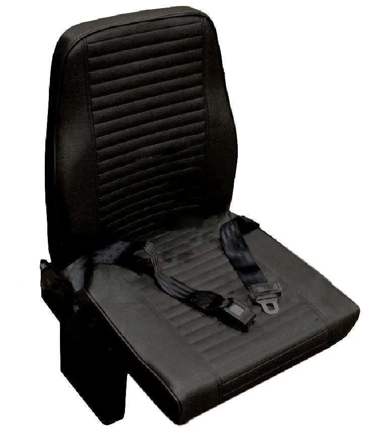 Jump Seat 13 - Floor Mounted Flip-Up Seat with 2 Point Seat Belt in Black Vinyl