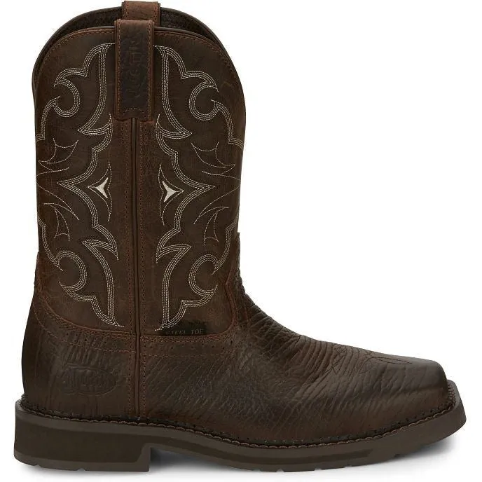 Justin Men's Amarillo 11" Steel Toe Western Work Boot -Brown- SE4313