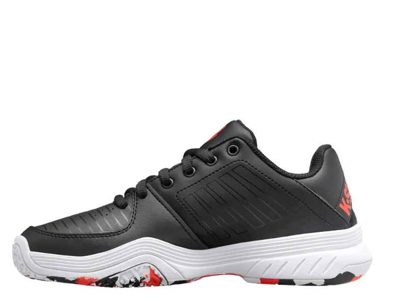 K-Swiss Court Express Omni Kids Tennis Shoe (Black/White/Orange Marble)