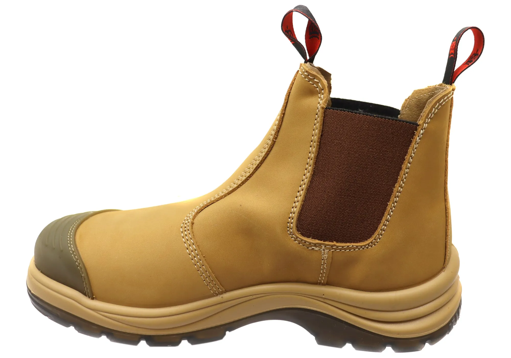 KingGee Mens Tradie Gusset Steel Cap Safety Boots With Scuff Cap