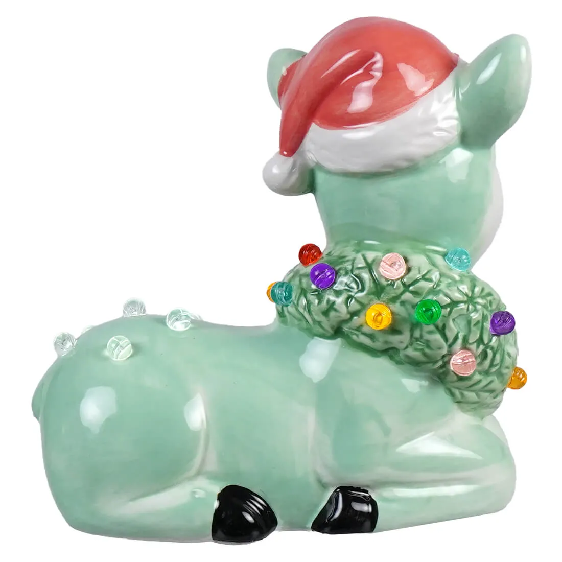 Lighted Green Ceramic Reindeer