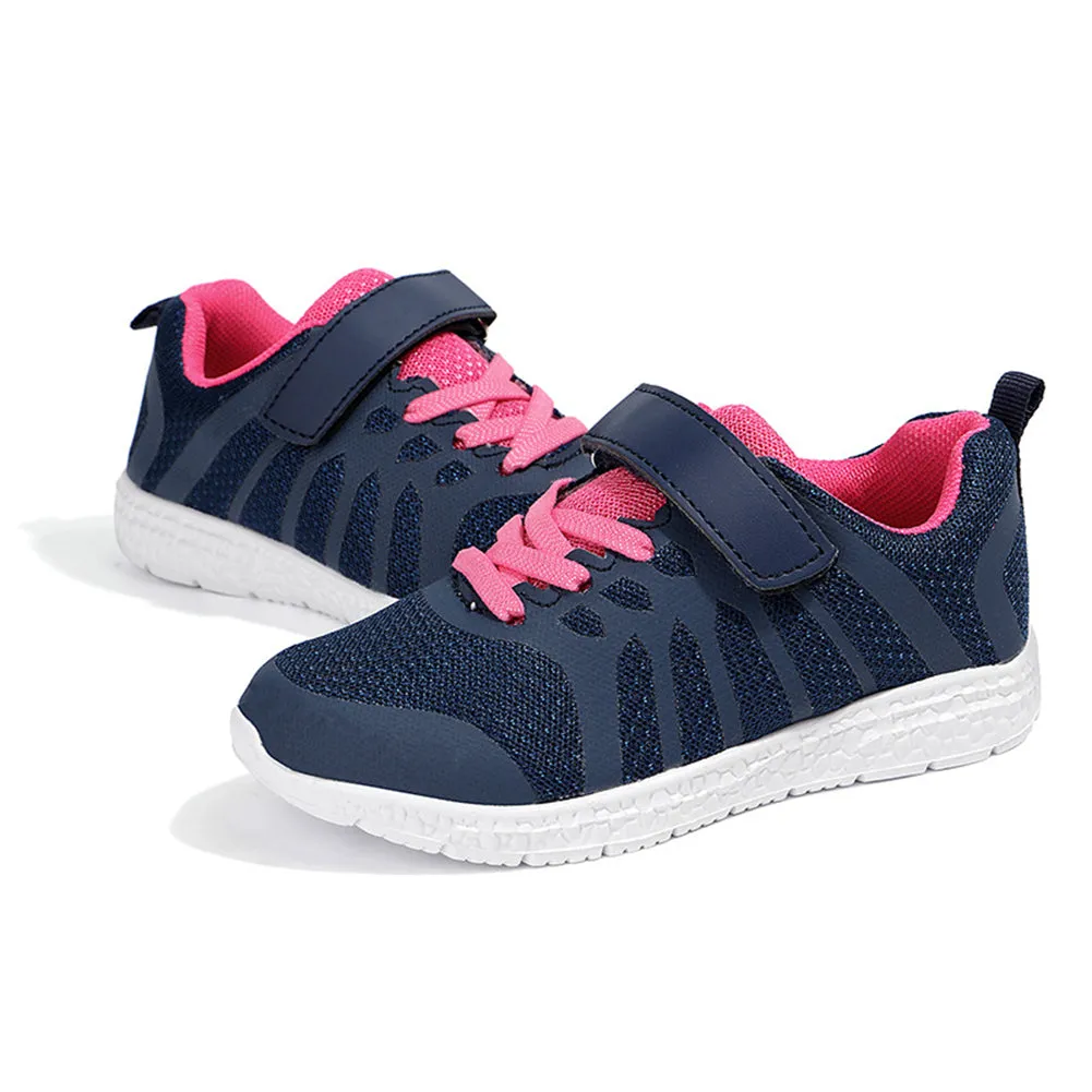 Little Kids Girls Non-Slip Strap Athletic Breathable Mesh Sneakers Running Tennis Shoes