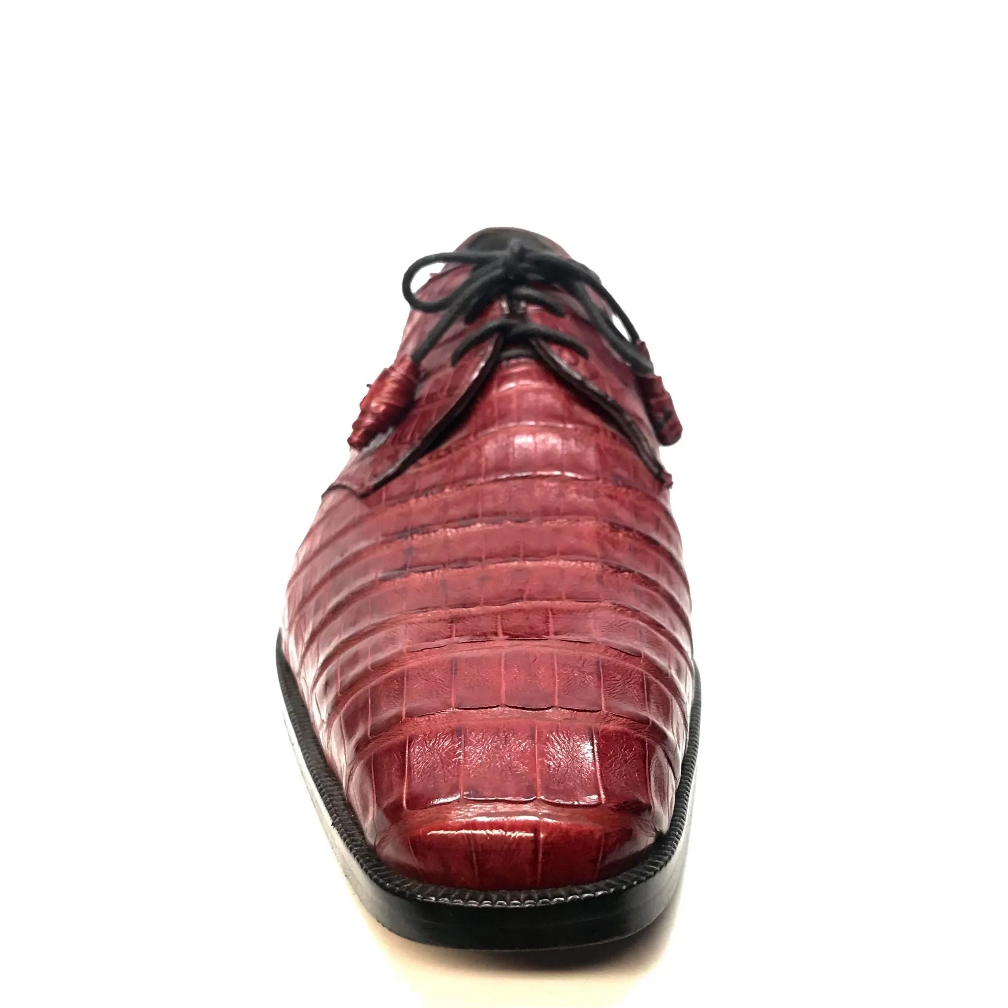 Los Altos Wine Burgundy All-Over Crocodile Lace Up Dress Shoes