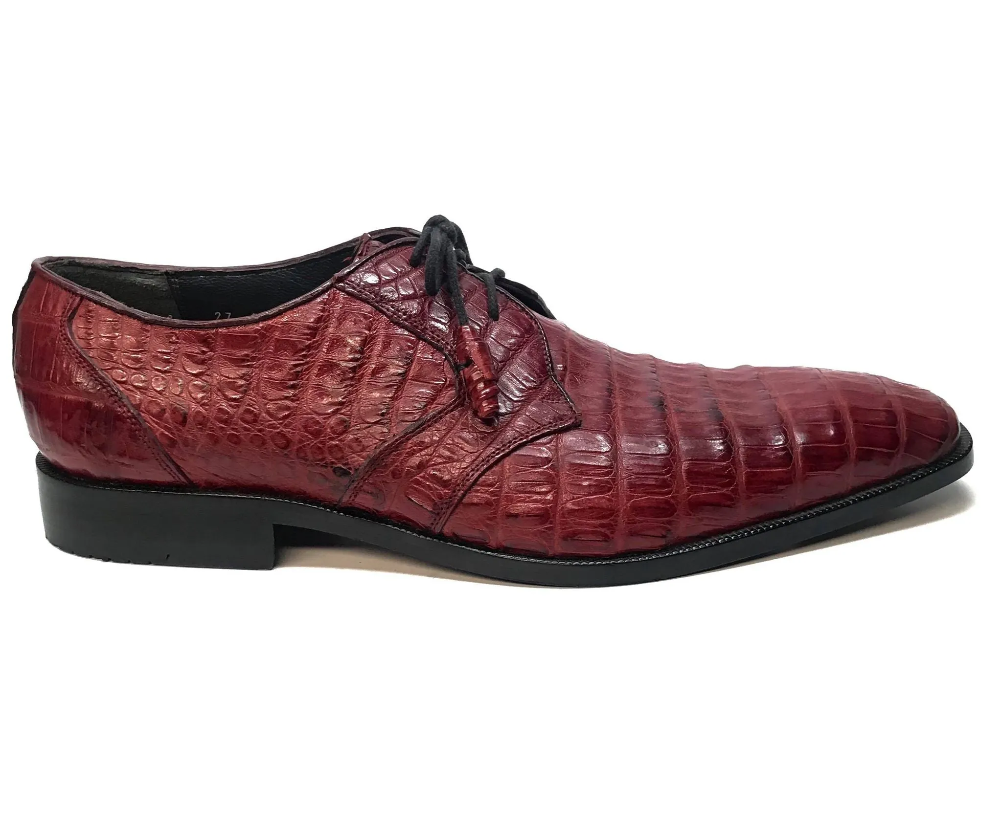 Los Altos Wine Burgundy All-Over Crocodile Lace Up Dress Shoes