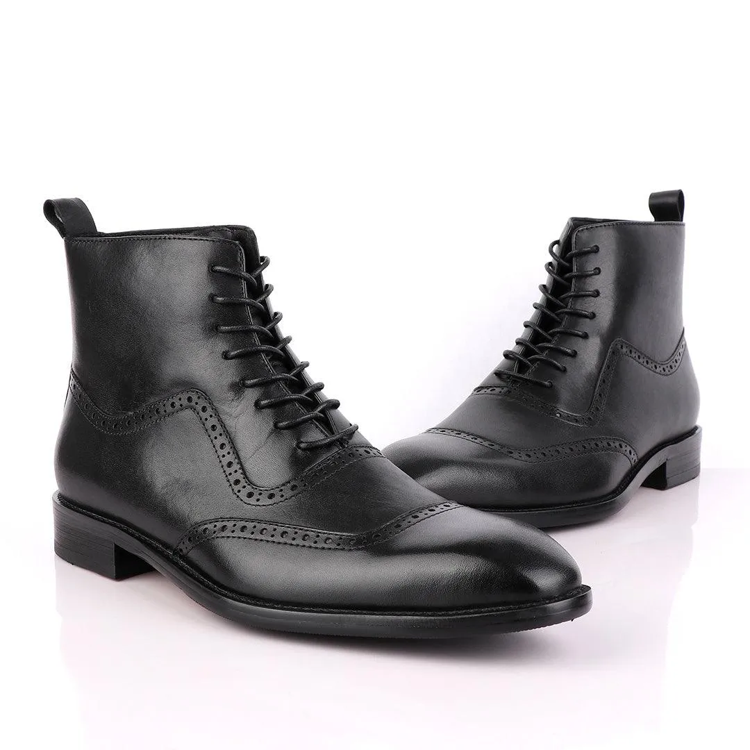 Massimo Dutti High tops Brogues Lace-up Leather Black Chelsea Boot