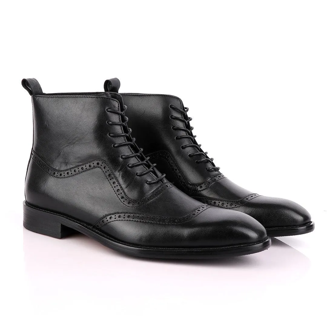 Massimo Dutti High tops Brogues Lace-up Leather Black Chelsea Boot