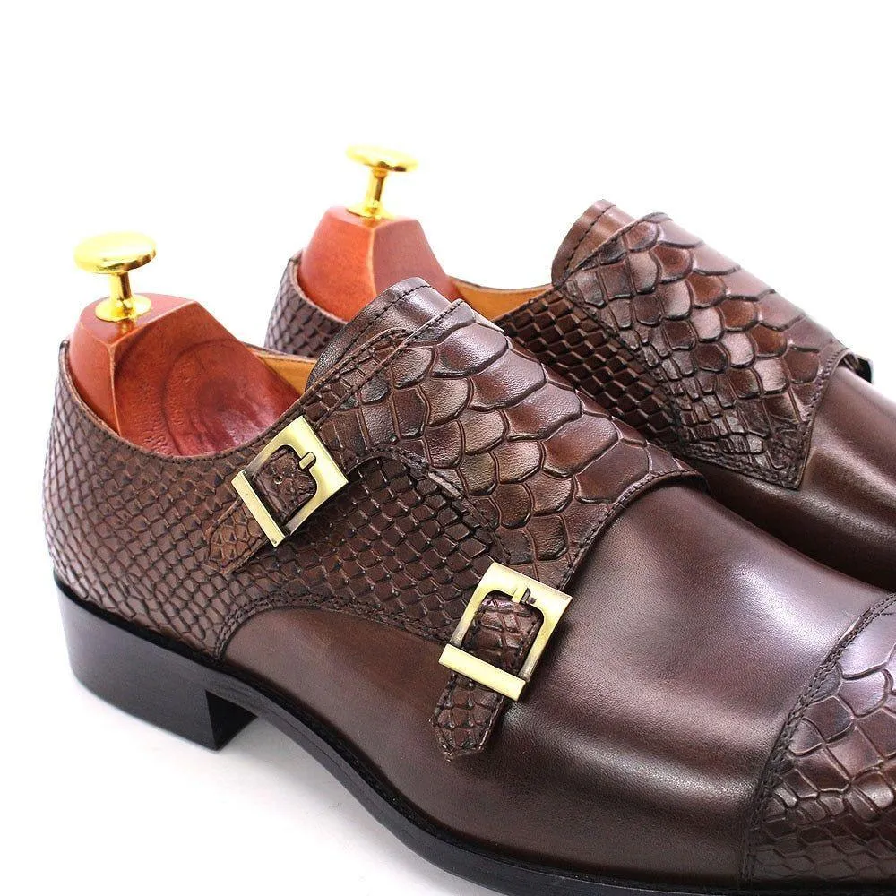 Men's Dress Shoes Genuine Leather Snake Print Classic Italian Shoes DMCSFCO57