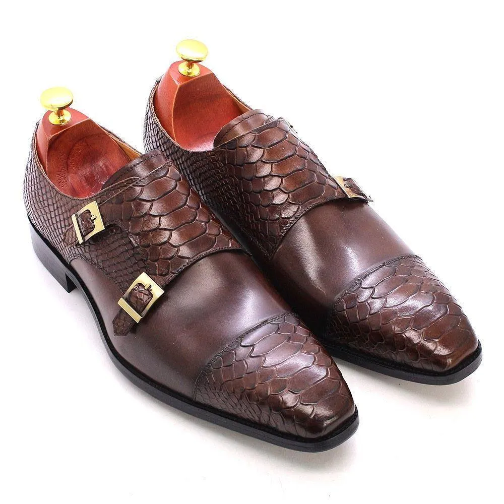 Men's Dress Shoes Genuine Leather Snake Print Classic Italian Shoes DMCSFCO57