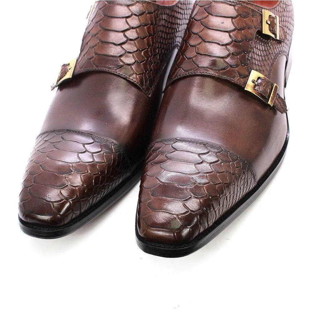 Men's Dress Shoes Genuine Leather Snake Print Classic Italian Shoes DMCSFCO57