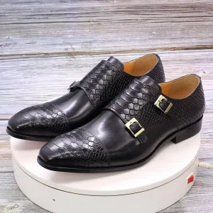 Men's Dress Shoes Genuine Leather Snake Print Classic Italian Shoes DMCSFCO57