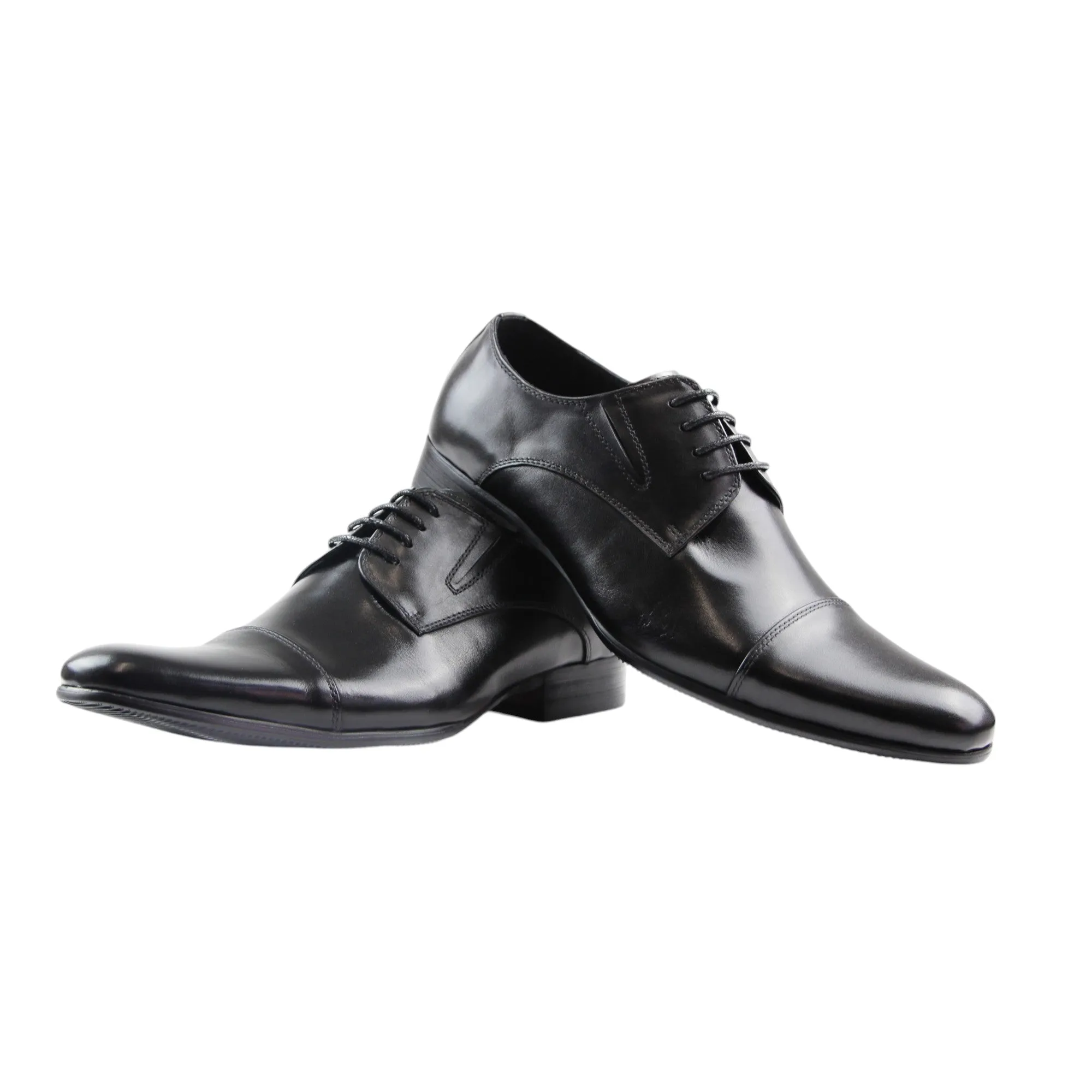 Mens Zasel Castro Black Leather Lace Up Work Formal Dress Wedding Shoes