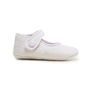 My-First Linen Mary Janes in White by childrenchic