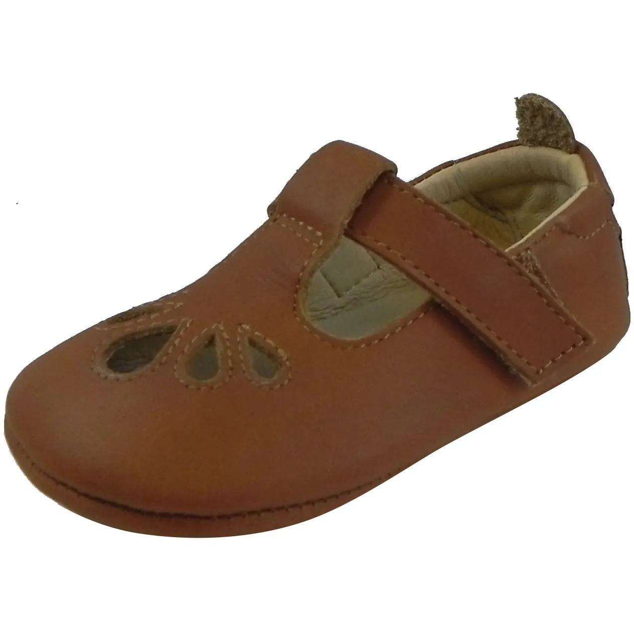 Old Soles Girl's 053 T-Petal Tan Leather Mary Jane