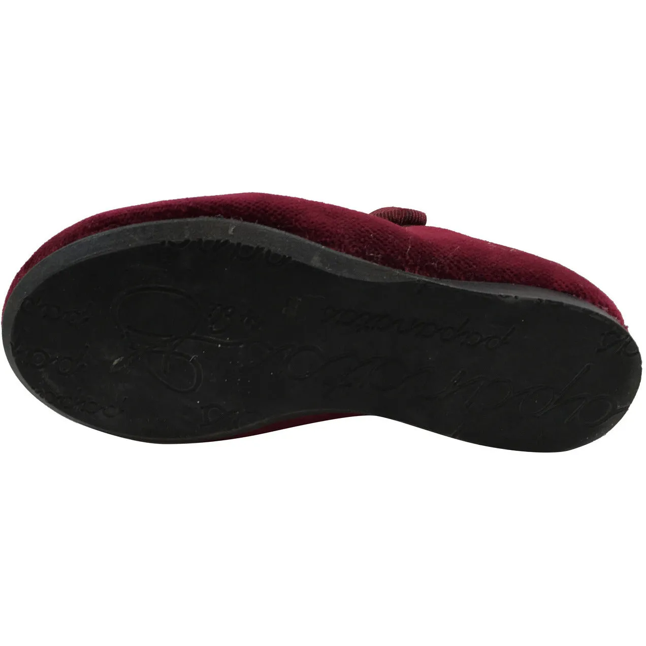 Papanatas by Eli Girl's Velvet Burgundy Classic Snap Buckle Mary Janes Flats