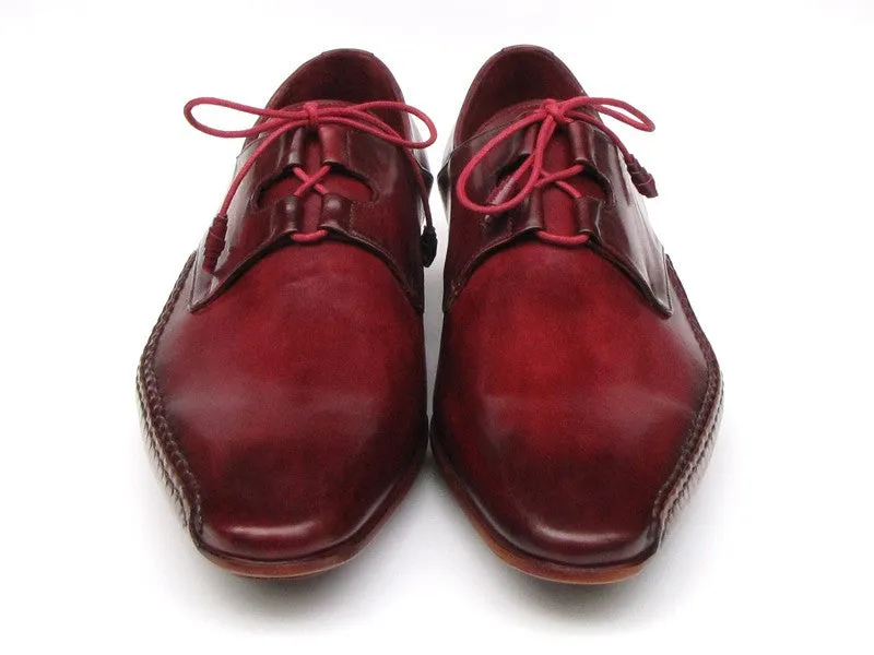 Paul Parkman Ghillie Lacing Side Handsewn Dress Shoes- Burgundy Leather Upper And Leather Sole