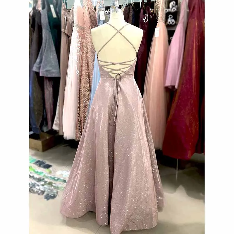 Prom Dresses Glitter Long A Line with Pockets Formal Evening Ball Gowns