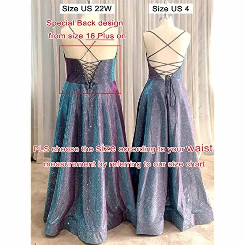 Prom Dresses Glitter Long A Line with Pockets Formal Evening Ball Gowns