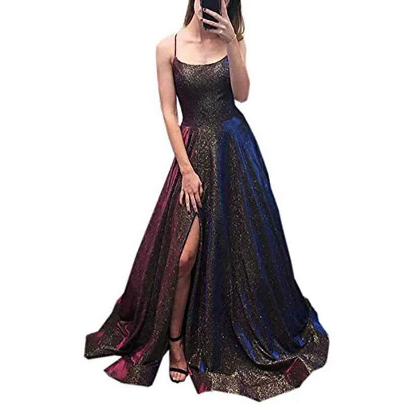 Prom Dresses Glitter Long A Line with Pockets Formal Evening Ball Gowns